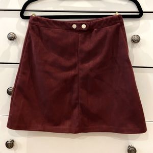 Primark maroon suede skirt with gold accents